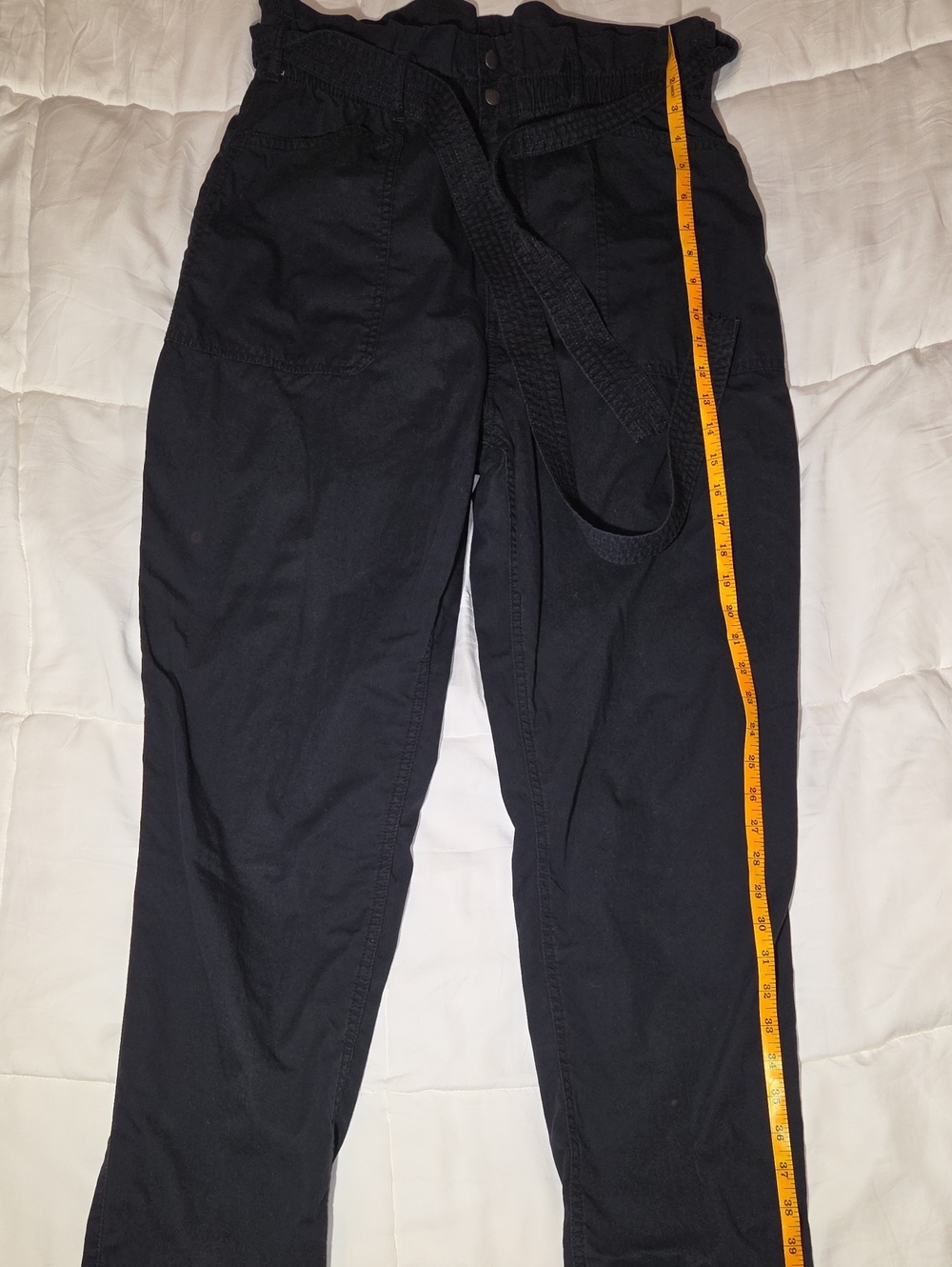 Abercrombie & Fitch Black Cargo Paperbag Pants with Belt
